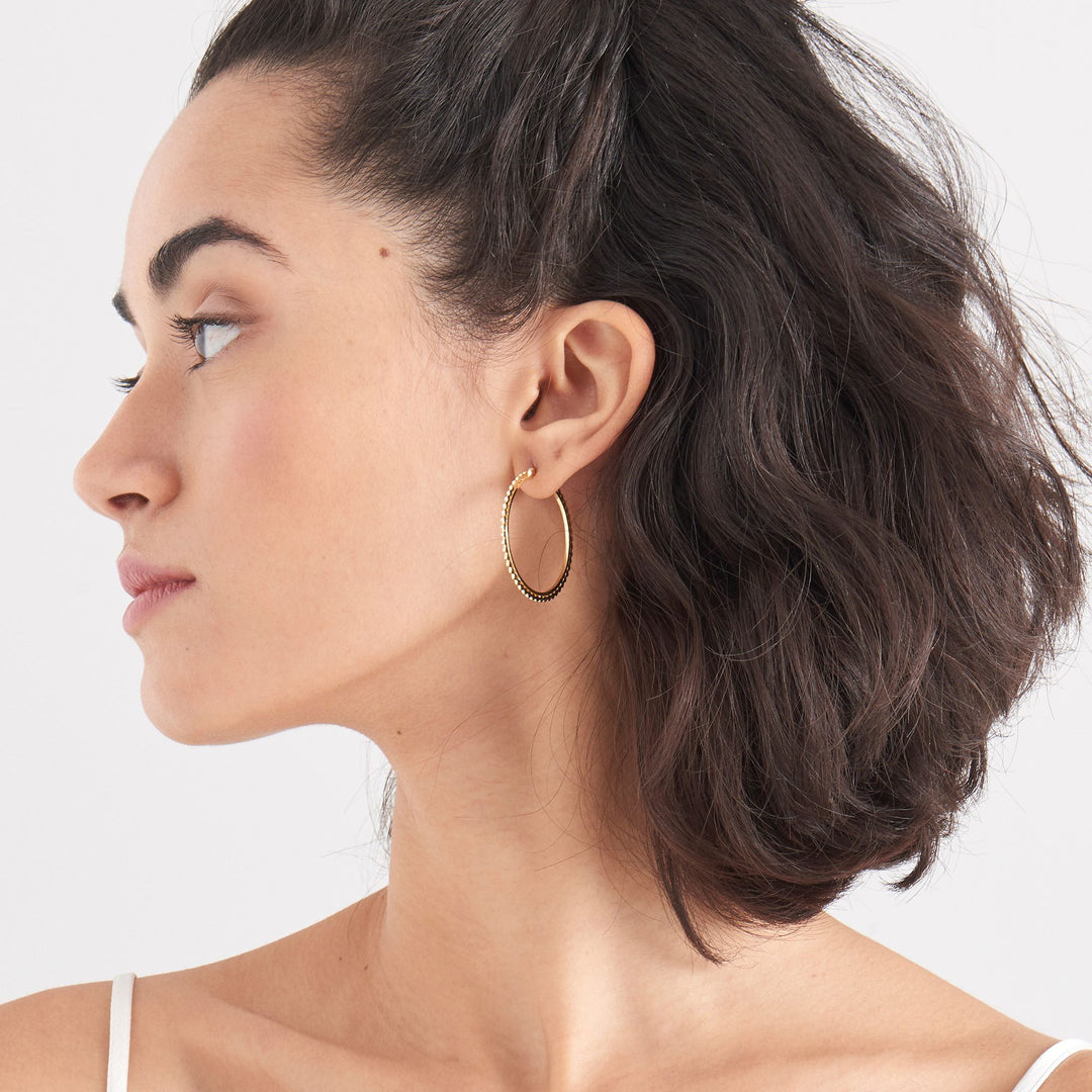 Flat Beaded Hoop Earrings - Ania Haie Jewellery