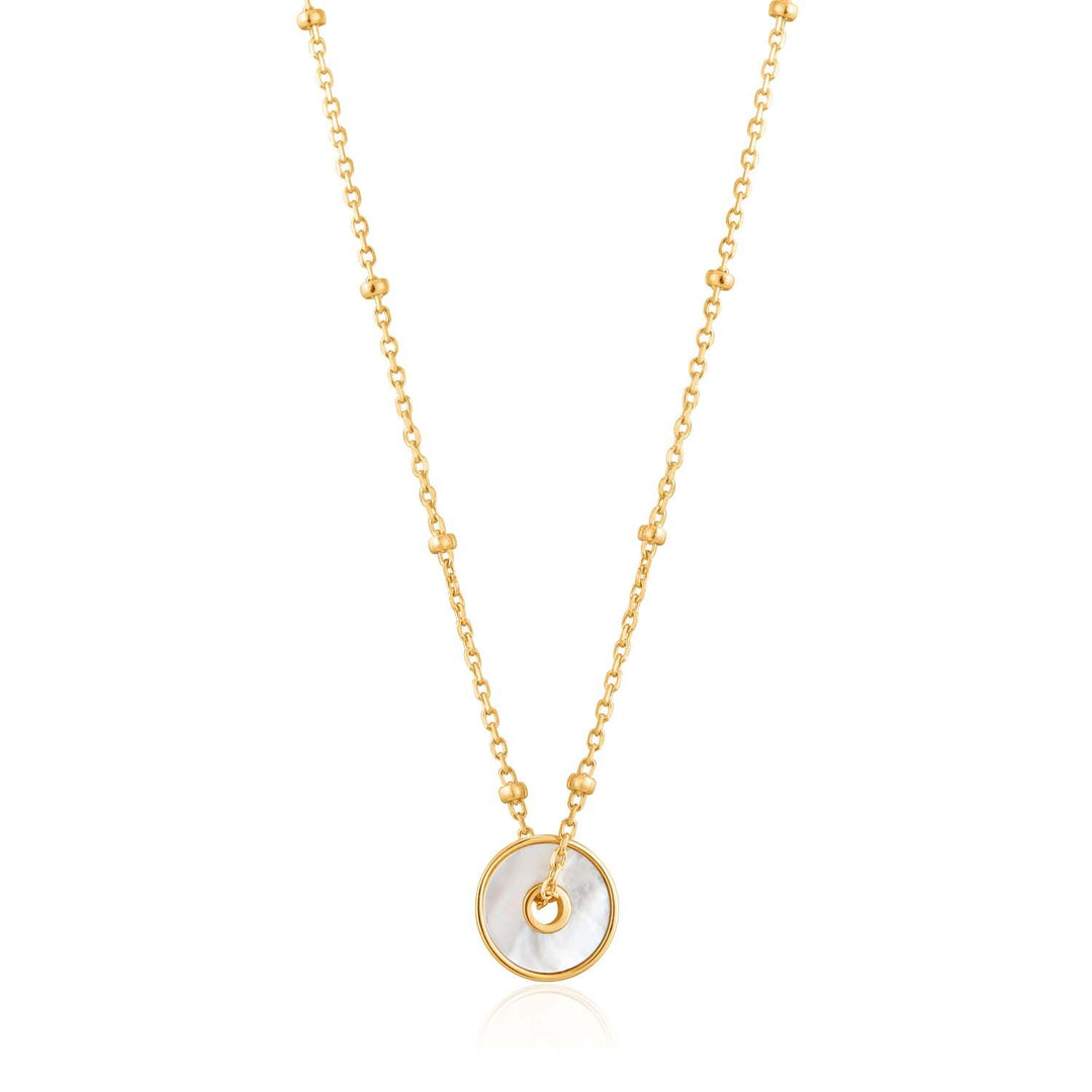 Ania Haie Mother Of Pearl Disc Necklace - Gold