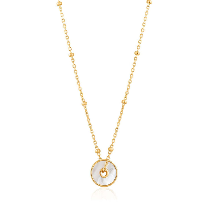 Ania Haie Mother Of Pearl Disc Necklace - Gold