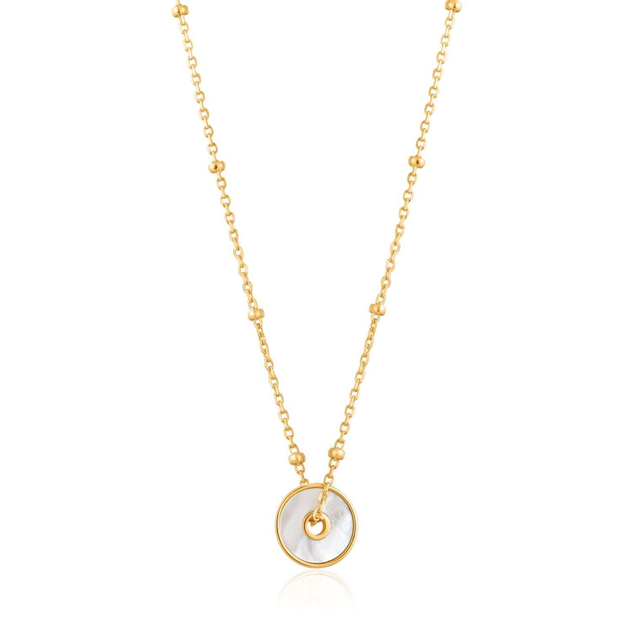 Ania Haie Mother Of Pearl Disc Necklace - Gold