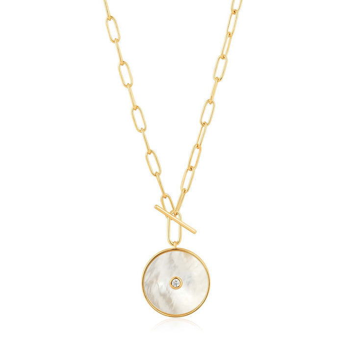 Ania Haie Mother Of Pearl T-Bar Necklace  - Gold