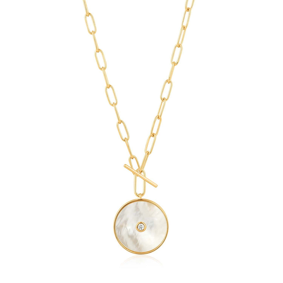 Ania Haie Mother Of Pearl T-Bar Necklace  - Gold