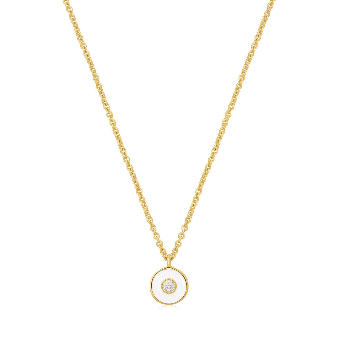 Ania Haie Optic White Enamel Disc Gold Necklace