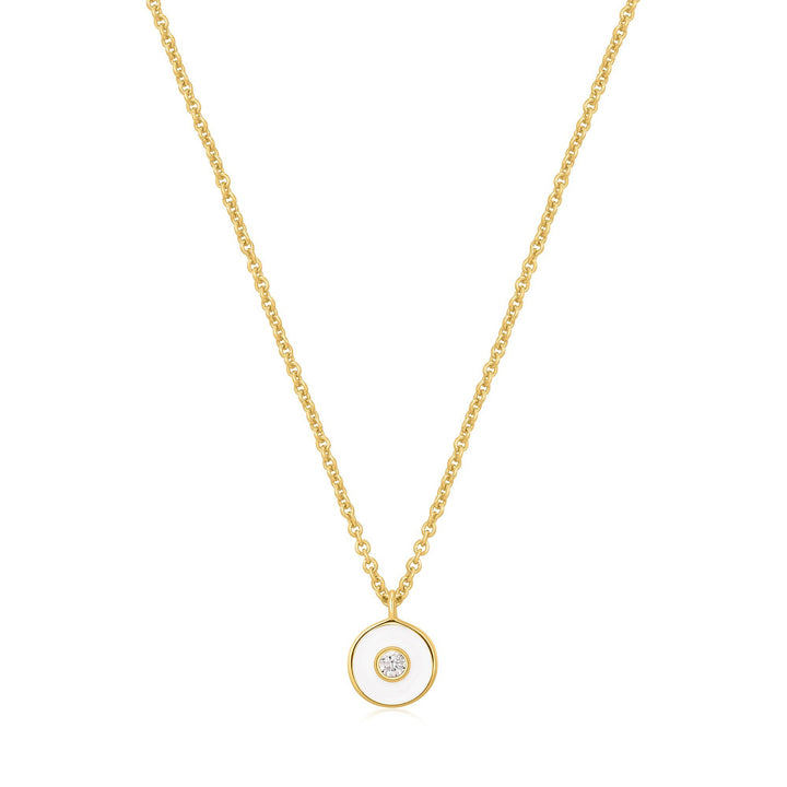 Ania Haie Optic White Enamel Disc Gold Necklace