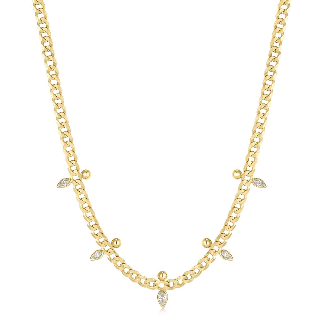 Ania Haie Gold Curb Chain Sparkle Point Necklace