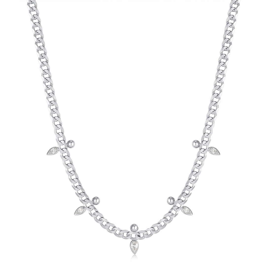 Ania Haie Silver Curb Chain Sparkle Point Necklace