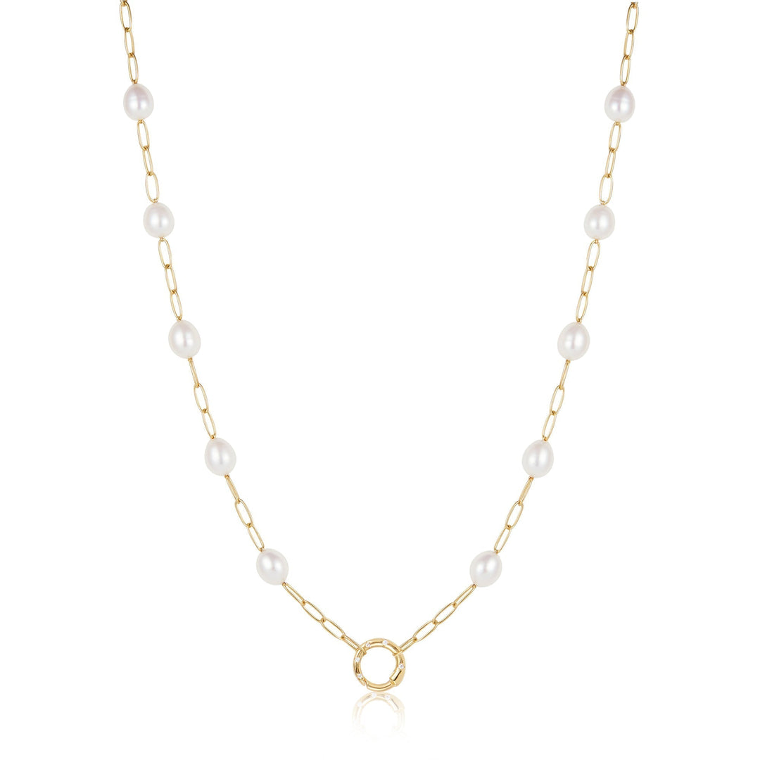 Ania Haie Gold Pearl Chain Charm Connector Necklace