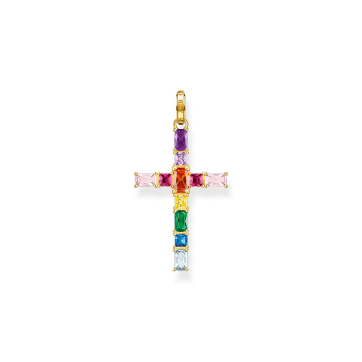 THOMAS SABO Pendant cross colourful stones gold