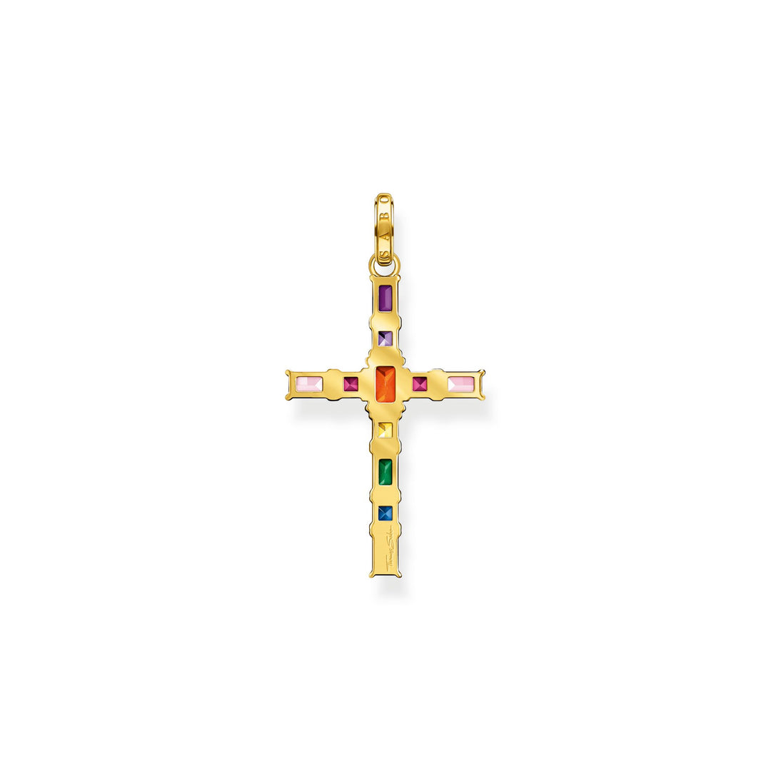 THOMAS SABO Pendant cross colourful stones gold