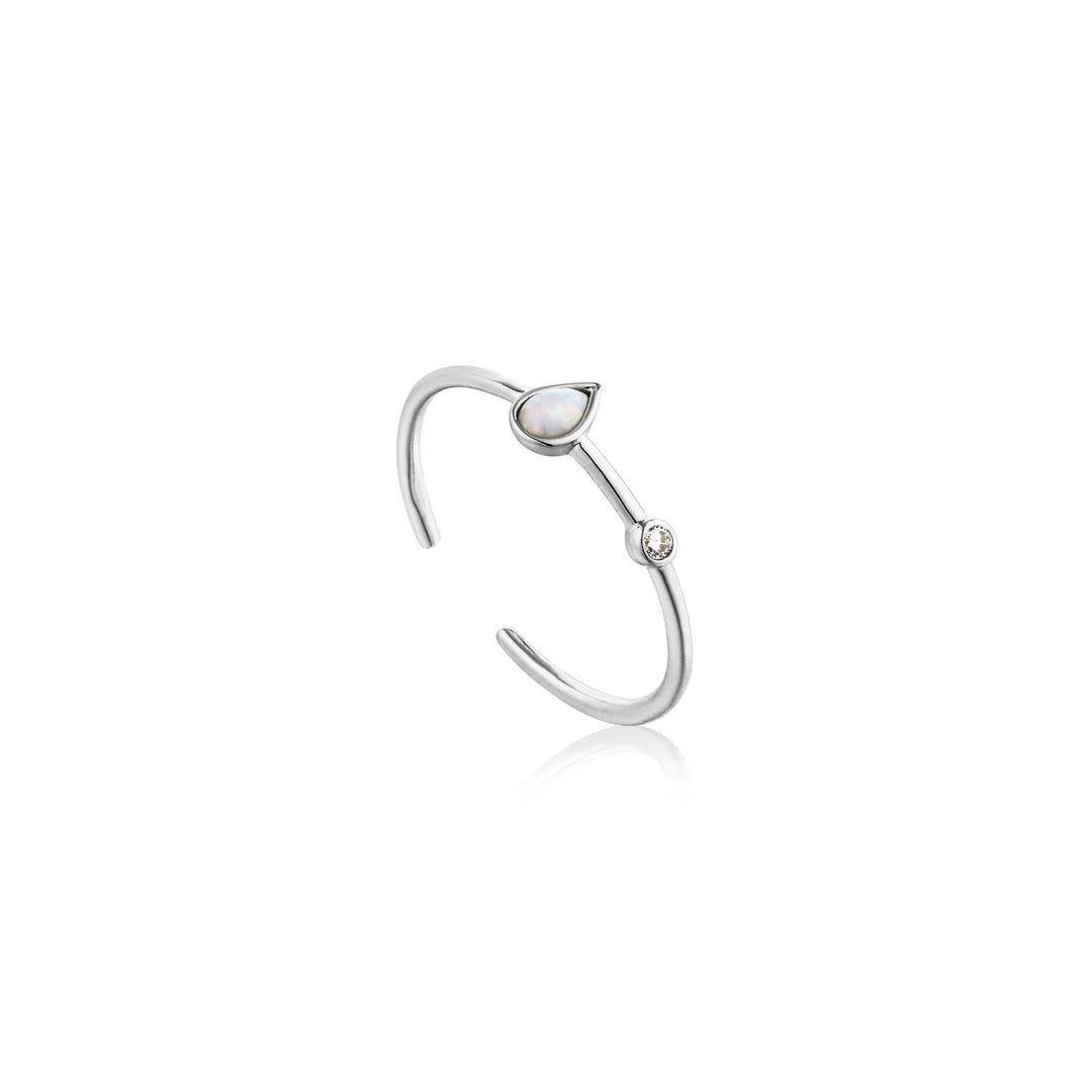 Ania Haie Opal Colour Raindrop Adjustable Ring - Silver