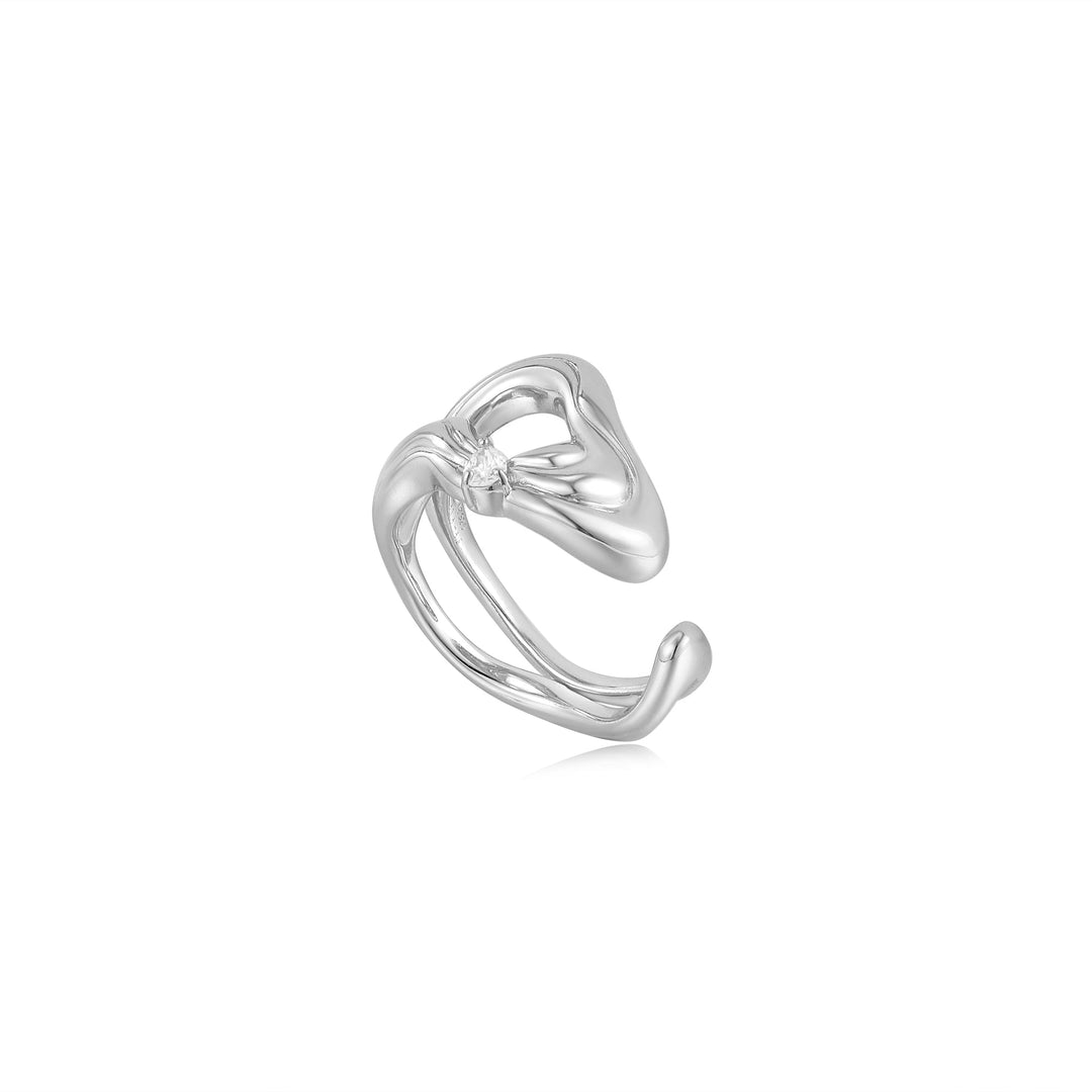 Ania Haie Silver Twisted Wave Wide Adjustable Ring