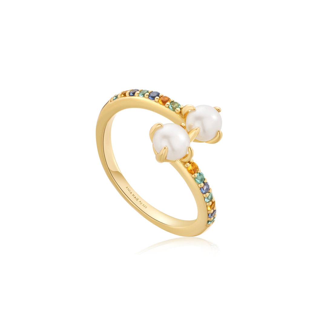 Ania Haie Gold Gem Pearl Adjustable Wrap Ring