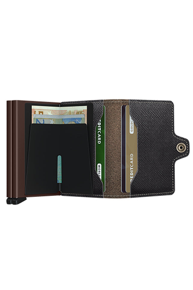 SECRID Twinwallet Saffiano Dark Brown Leather Wallet SC8534