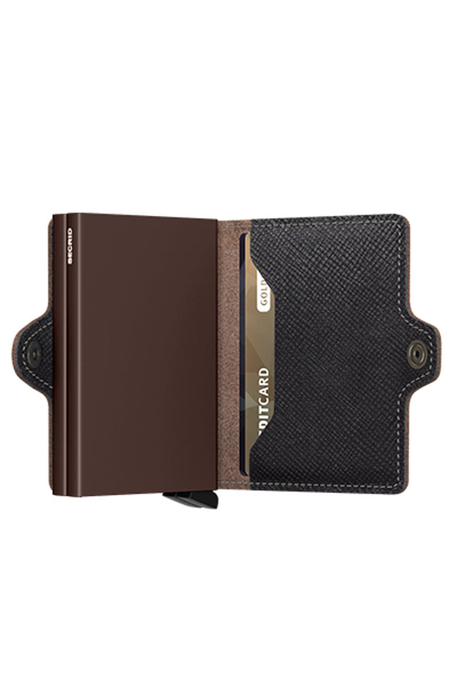 SECRID Twinwallet Saffiano Dark Brown Leather Wallet SC8534