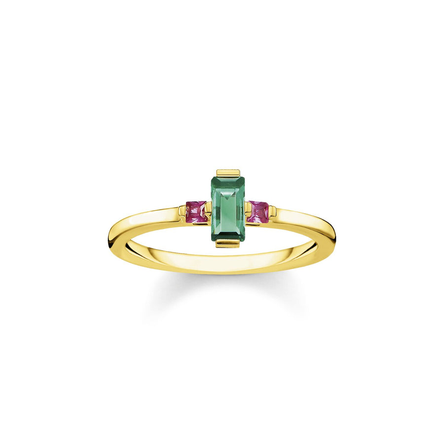 Thomas Sabo Ring Green Stone Gold | The Jewellery Boutique